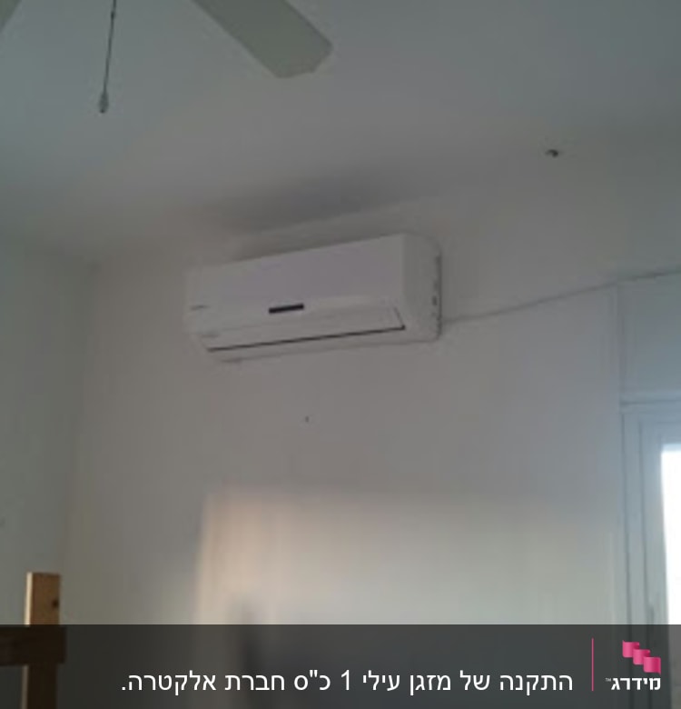 מזגן מותקן על קיר בחדר עם חלון